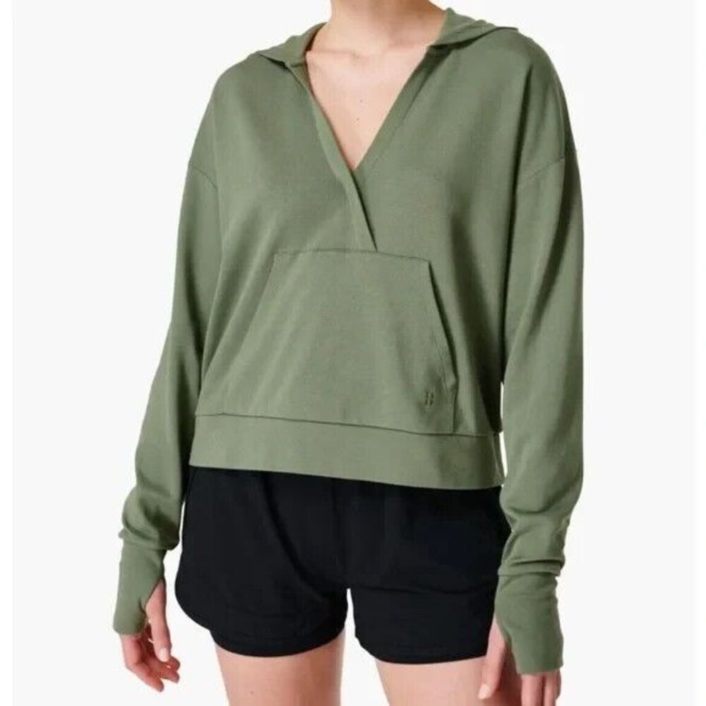 NWT Womens Green After Class Relaxed Hoodie XL 14 Crop Sweaty Betty Organic Moda